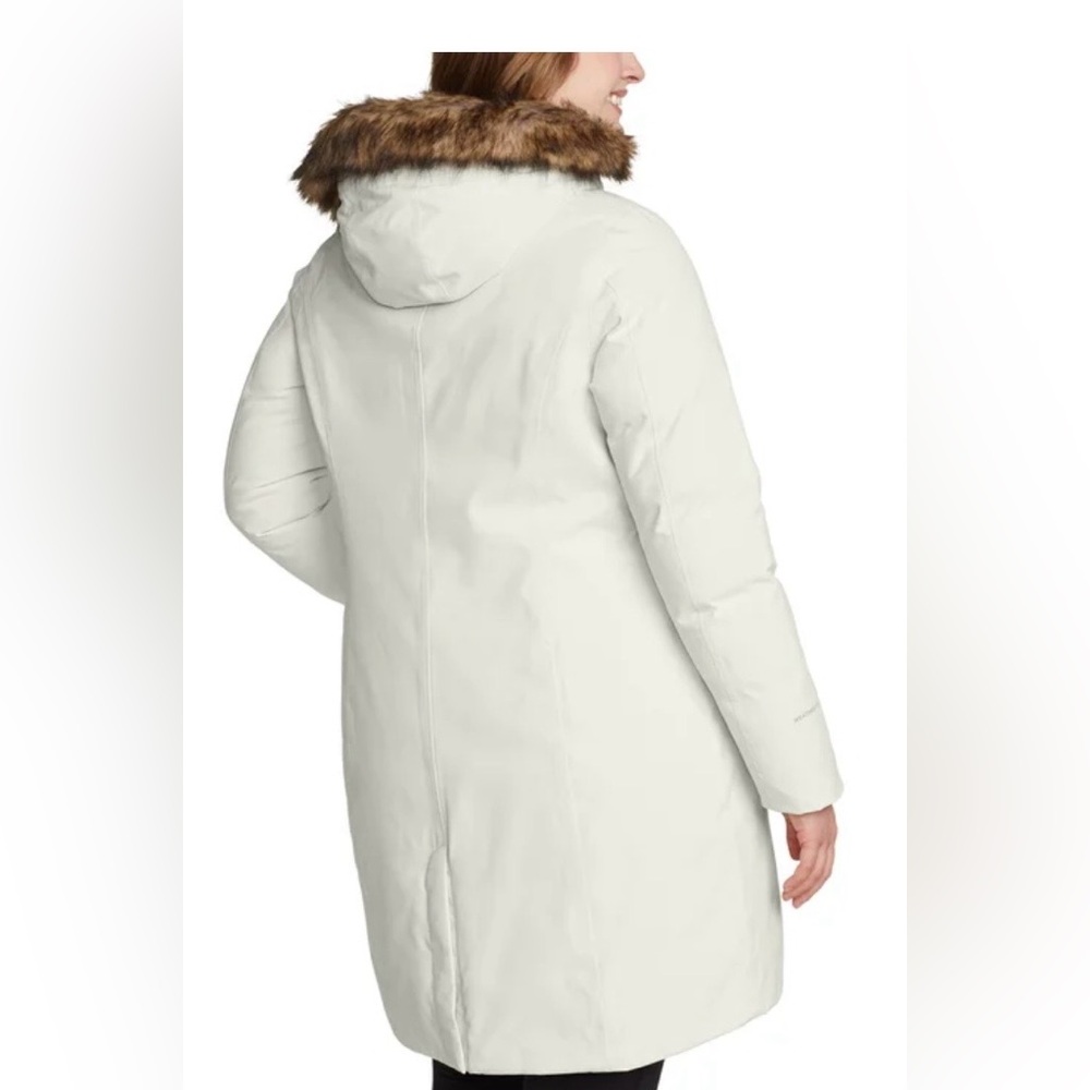 NWT Eddie Bauer Women's Down Parka Coat with Drawstring Faux Fur Hood - Picture 2 of 11